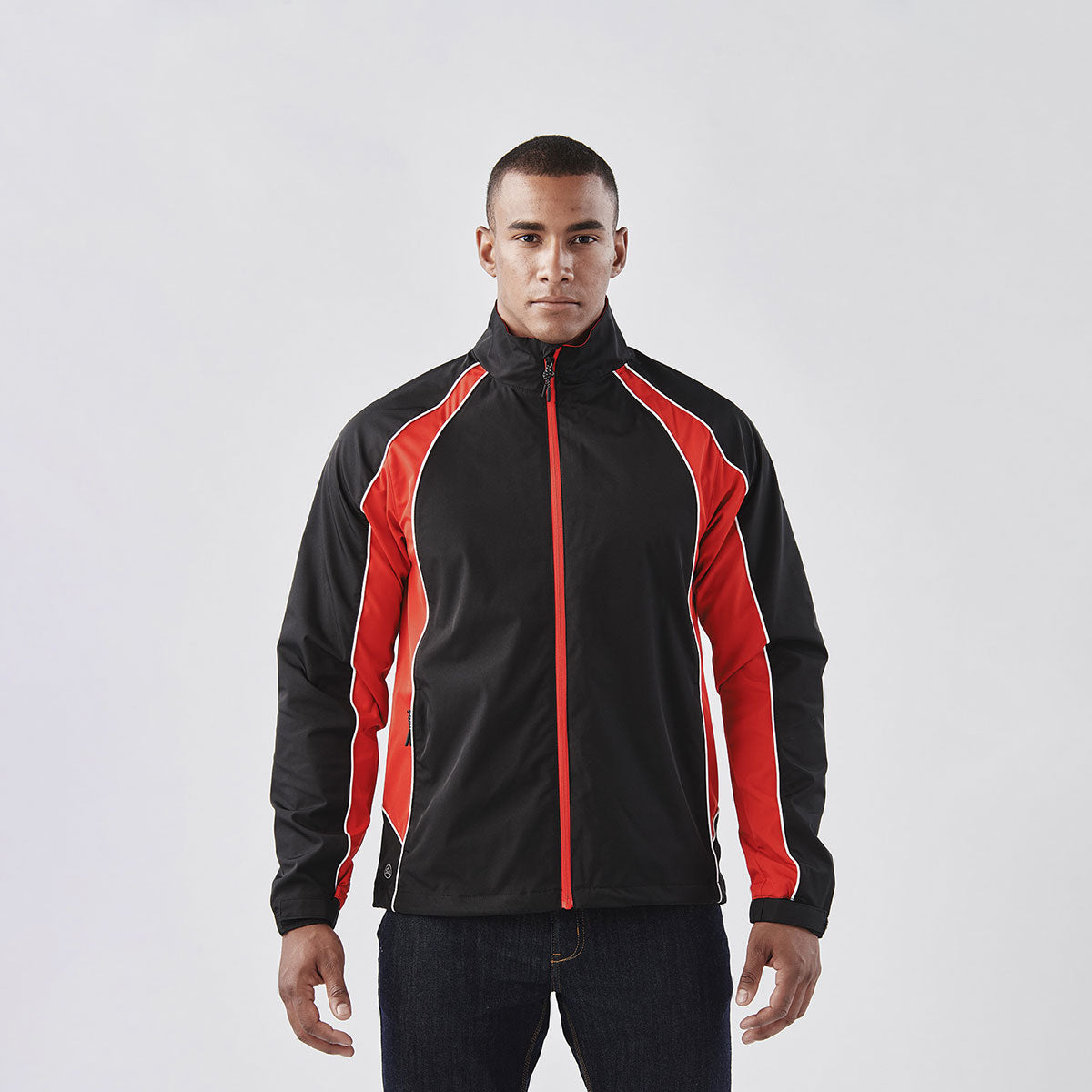 Track jacket online black and red